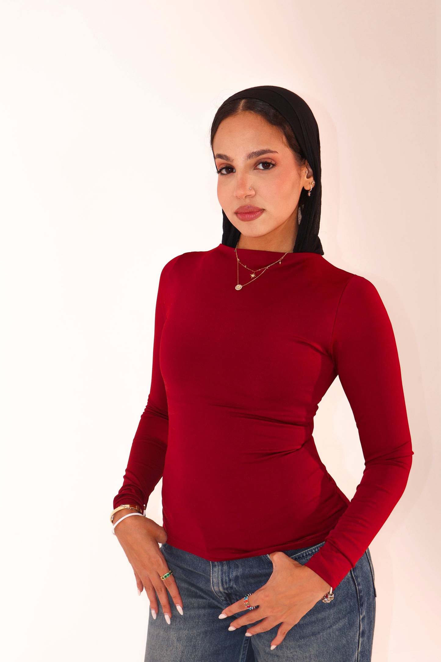 The seamless top in burgundy