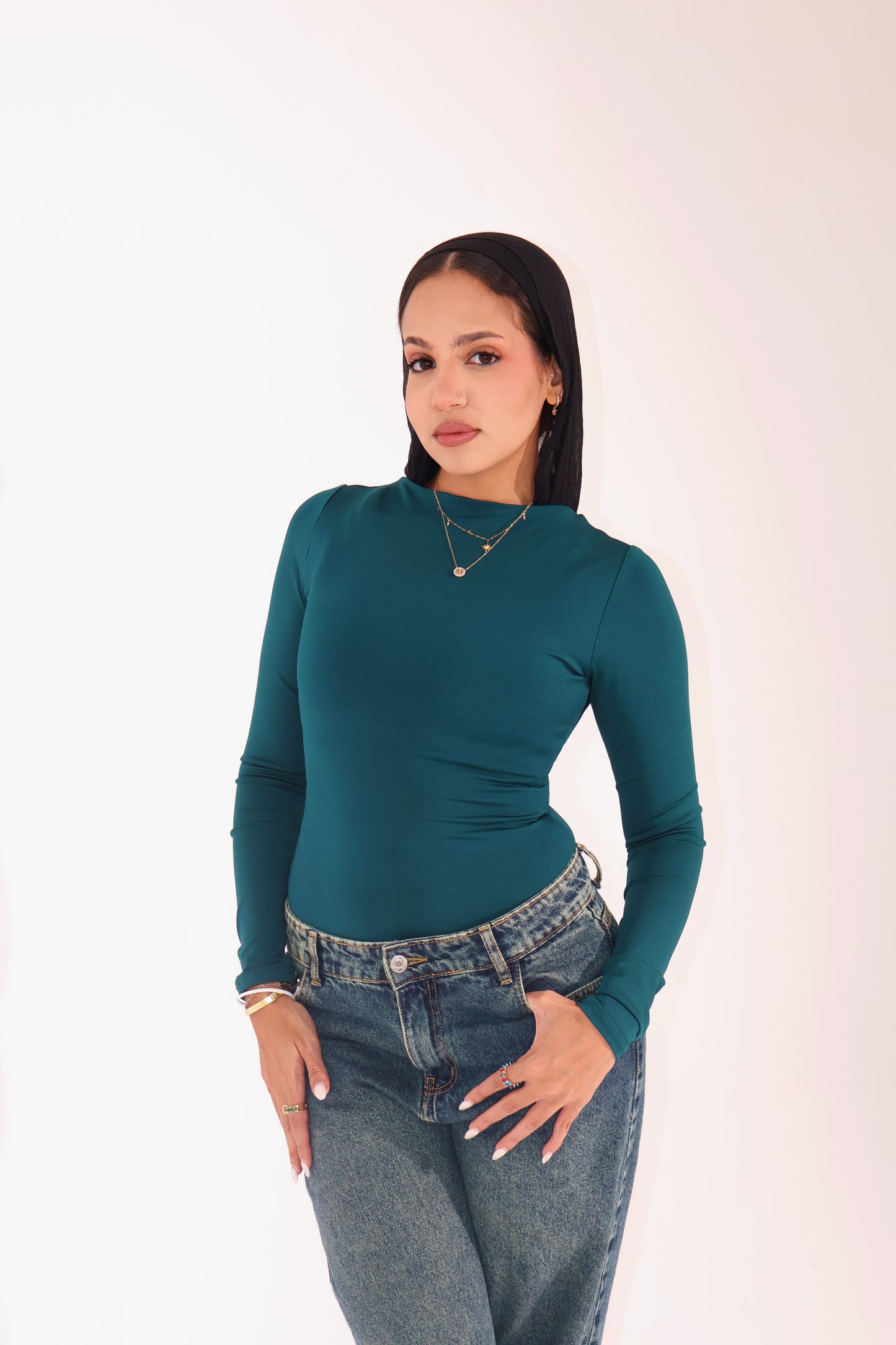 The seamless top in teal