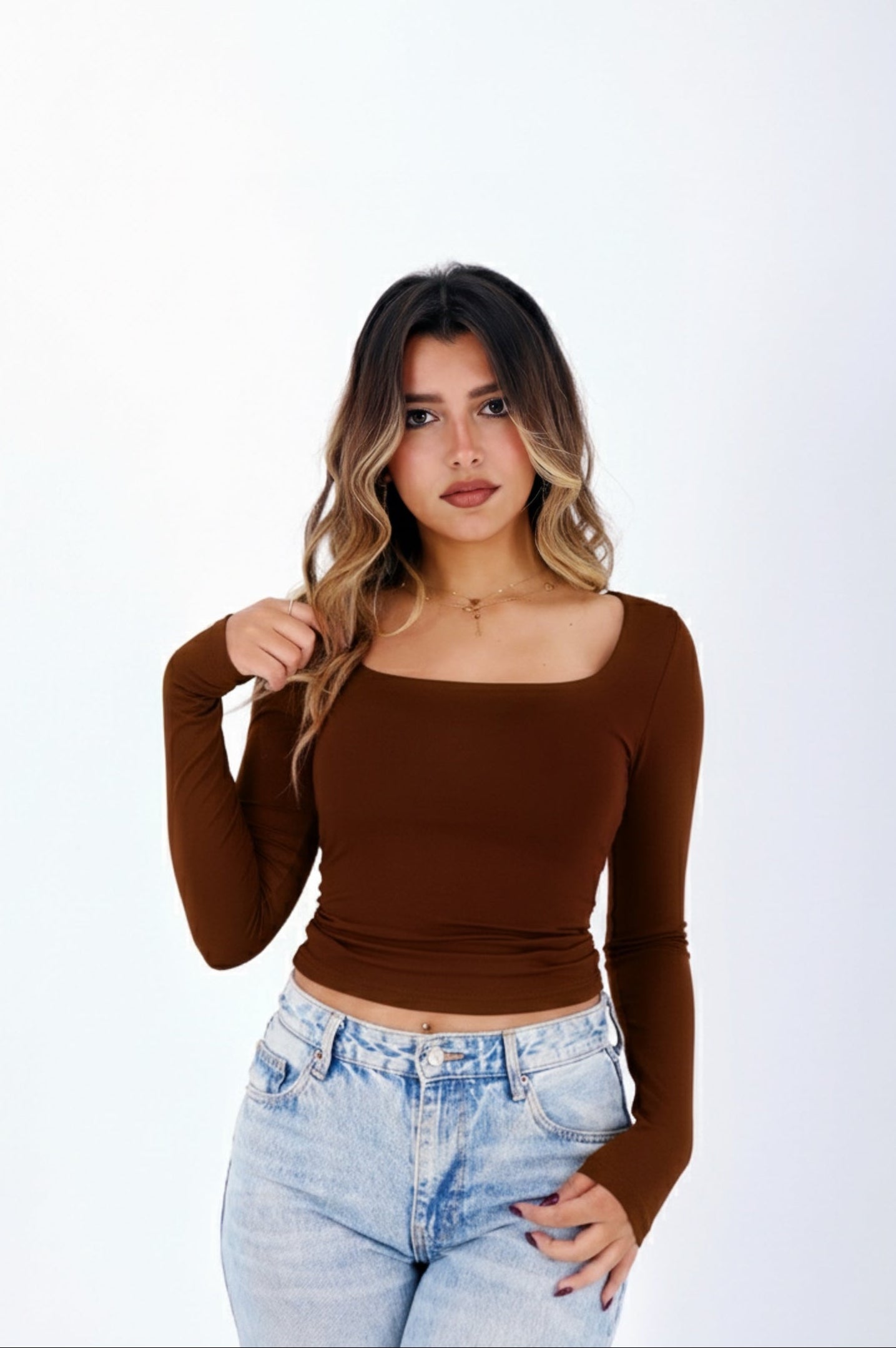 Curve Fit Top in Brown