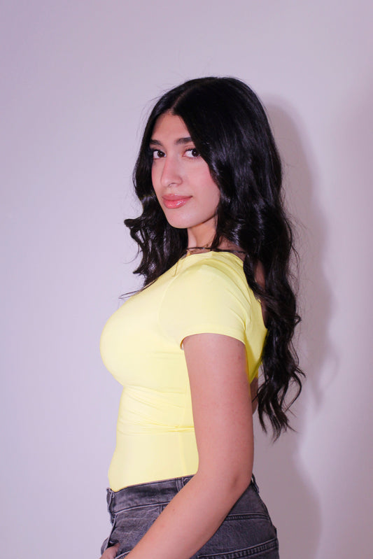 CAIRO Reversible Top in butter yellow